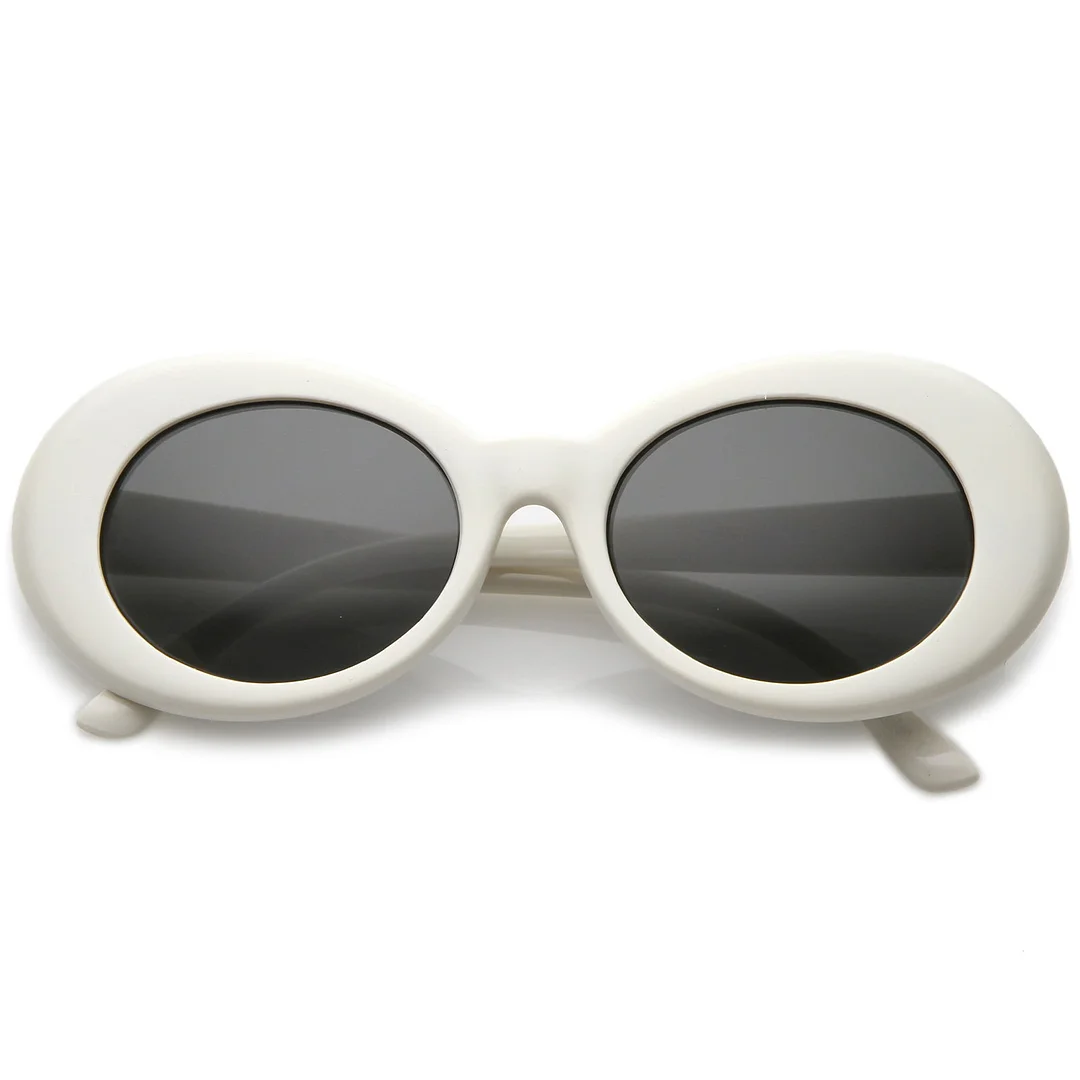 Retro White Oval glasses With Tapered Arms Colored Round Lens  51mm