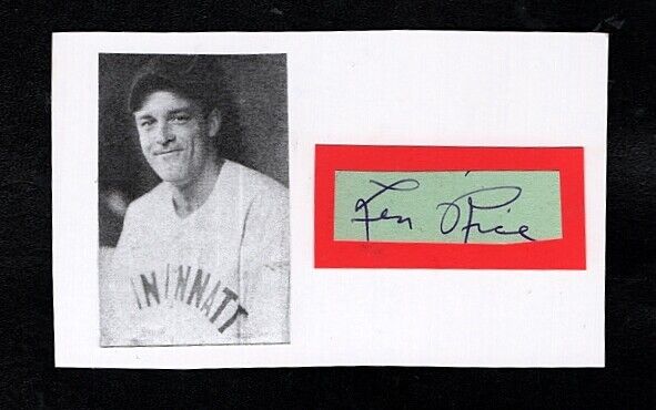 1944 LEN RICE-CINCINNATI REDS AUTOGRAPHED CUT 0N 3X5 W/ Photo Poster painting-d.1992