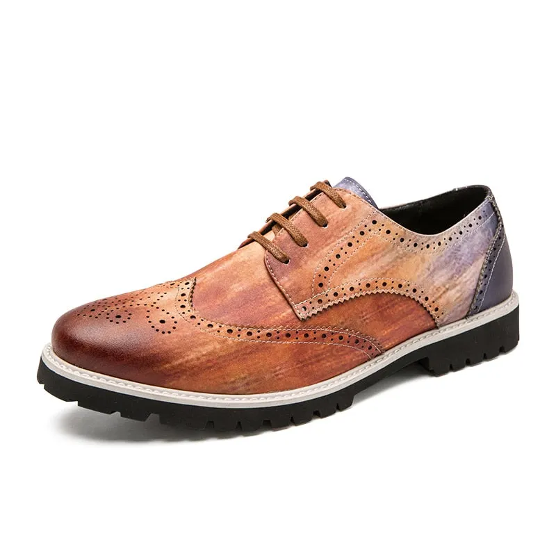 Leather Brogues Men Dress Shoes Business Lace Up Men Loafers Formal Oxford Men Wedding Party Shoes Zapato Hombre Plus Size 38-46