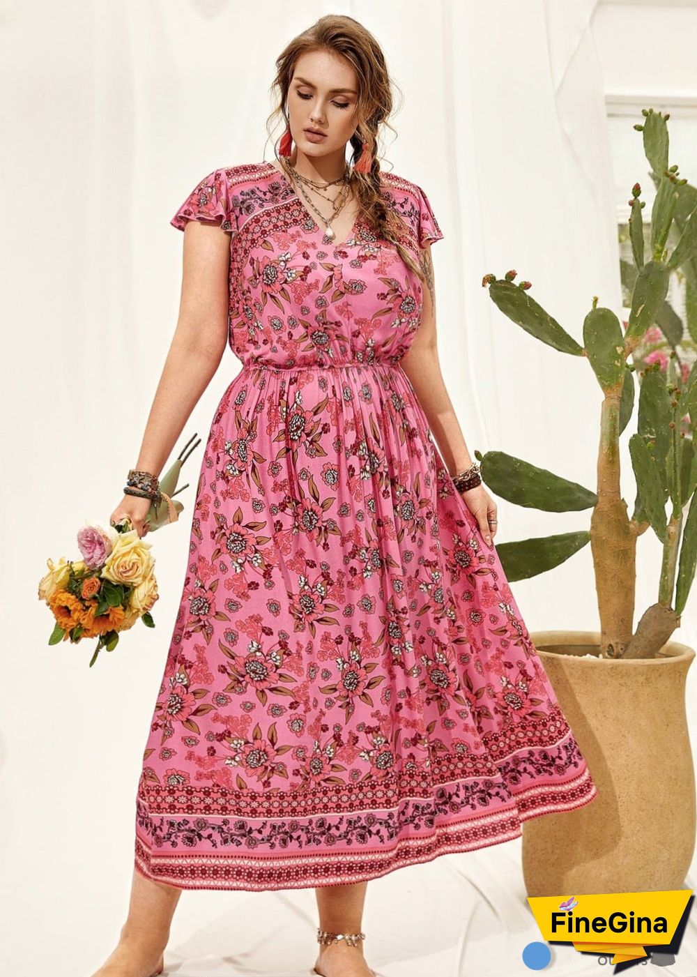 Boho Plus Size Alexus Maxi Dress For Women