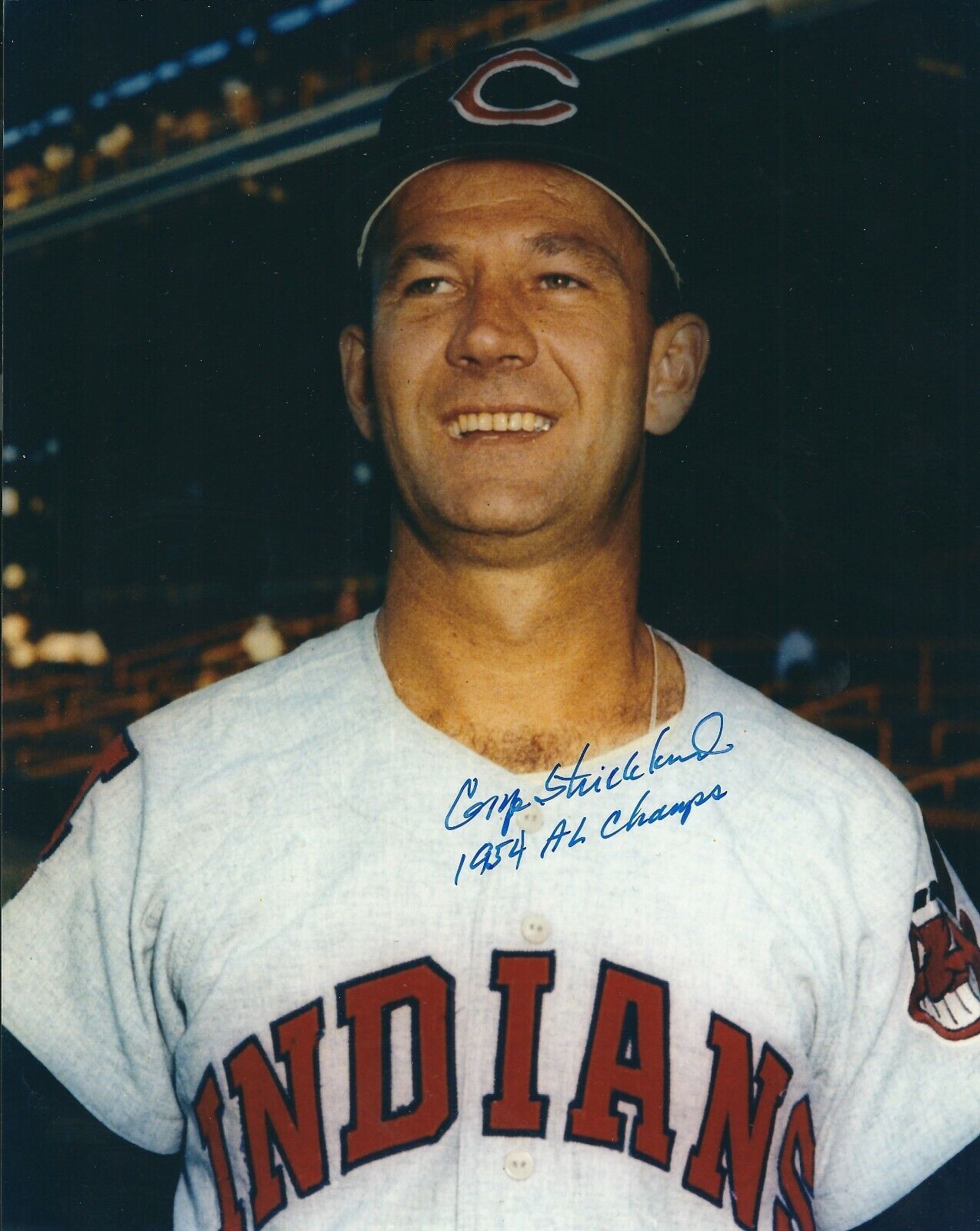 Autographed GEORGE STRICKLAND 8x10 Cleveland Indians Photo Poster painting with COA