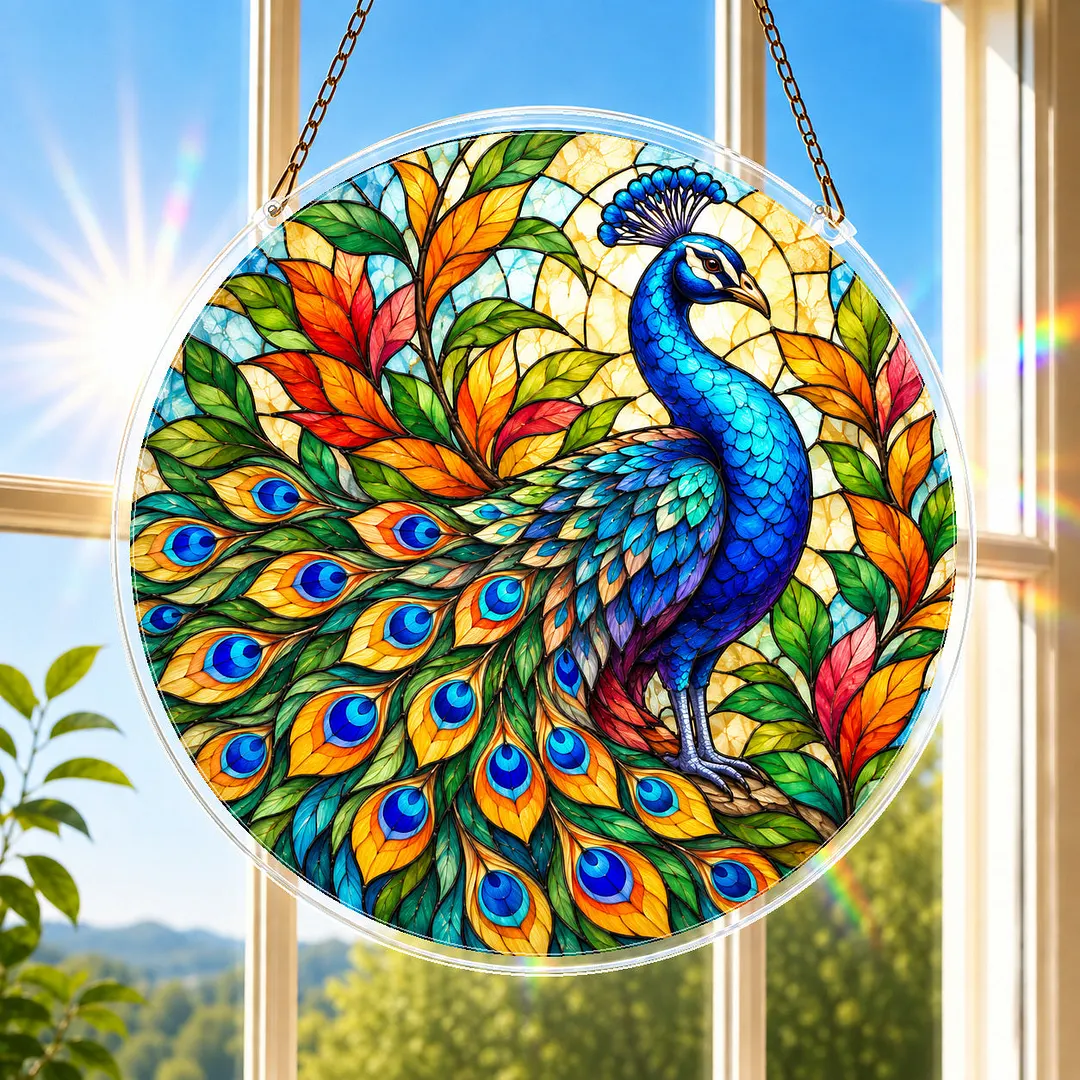 Tropical Peacock Stained Glass Suncatcher Puzzle