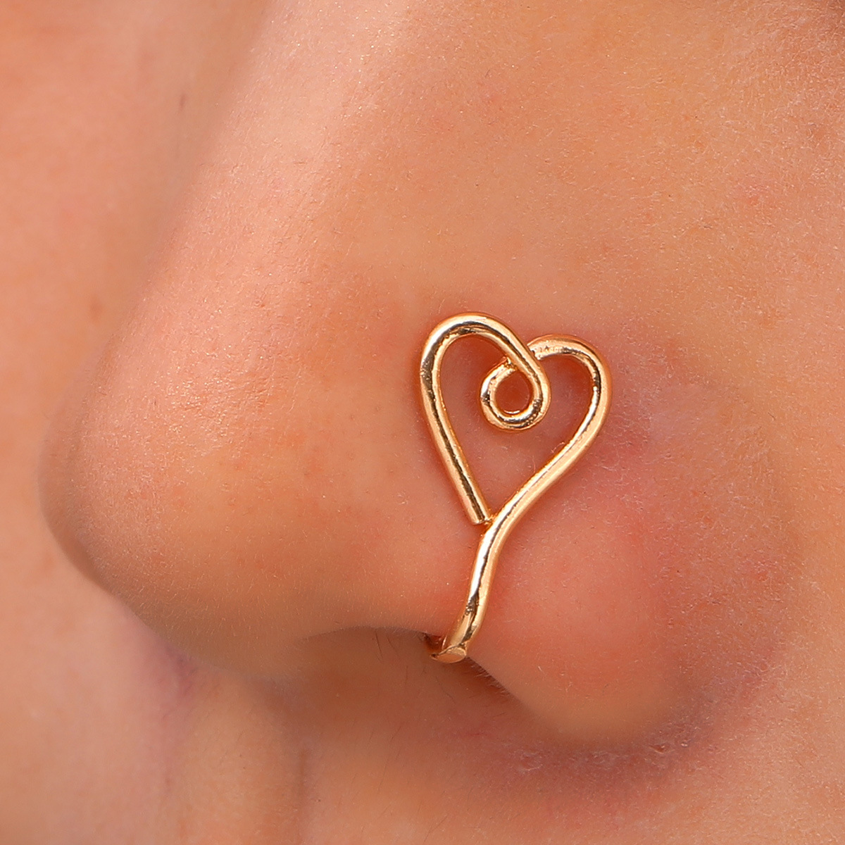 Love Nose Clip Hole-less Gold-Plated False Nose Ring