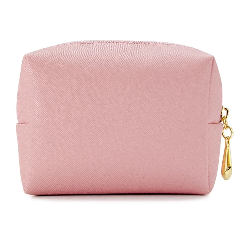 Basic Solid Color Pu Leather Square Makeup Bags