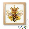 Golden Crown Bumble Bee Glass Bead Partial 11CT DIY Stamped Cross Stitch Kits for Beginners Adults Home Decor Cross Stitch Art and Crafts Kits 14.04x14.04in tapestrymarket