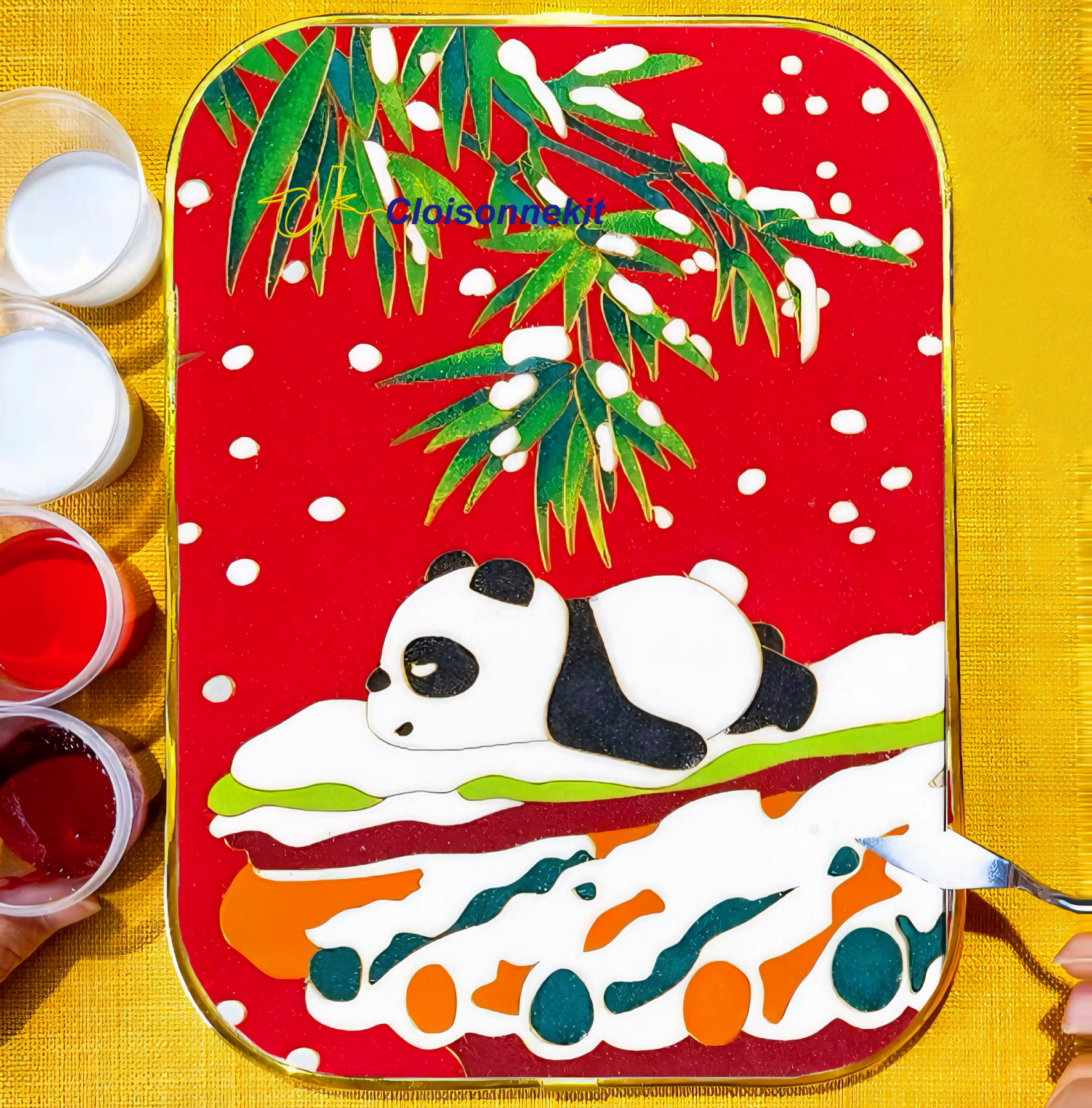 Panda in The Snow -Cloisonne Painting Art Kits - Cloisonnekit
