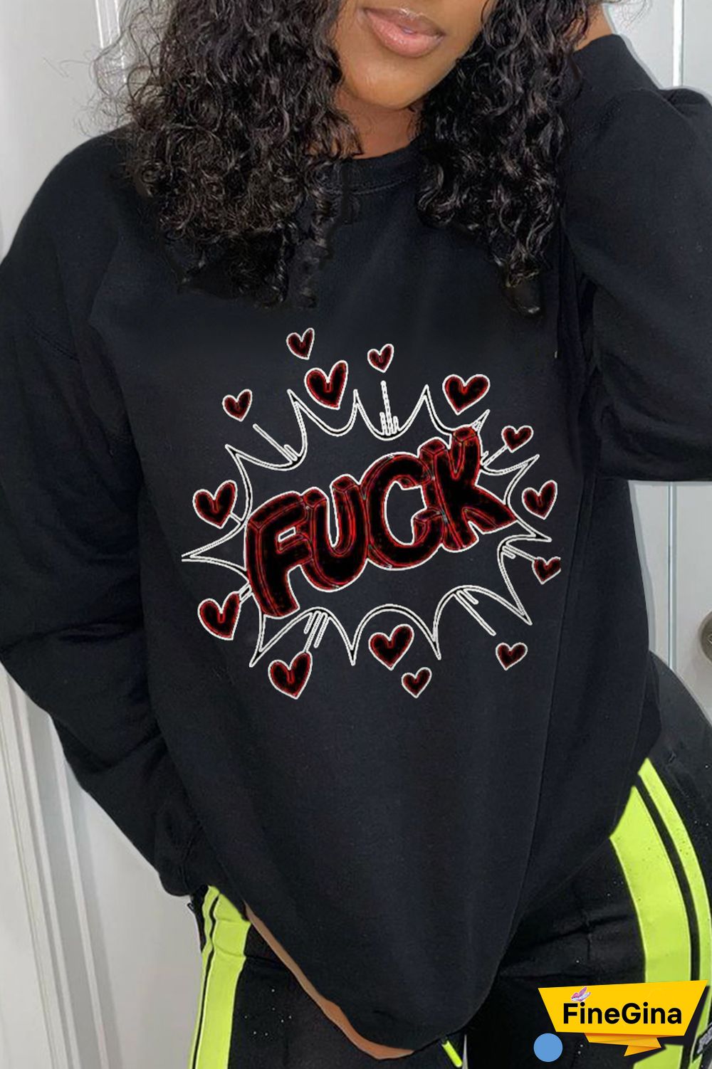 Blue Street Print Letter O Neck Tops