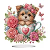 (US Only)2D Flat Teacup Puppy Print DIY Desktop Diamond Art Kits Bedroom Table Decoration
