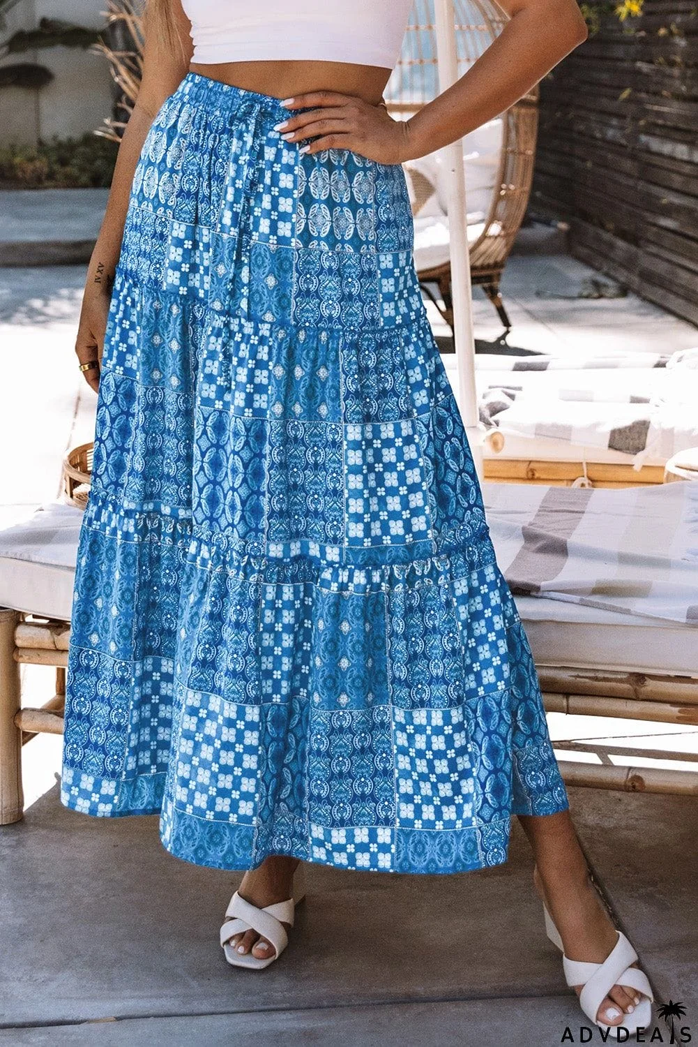 Blue Boho Maxi Skirt