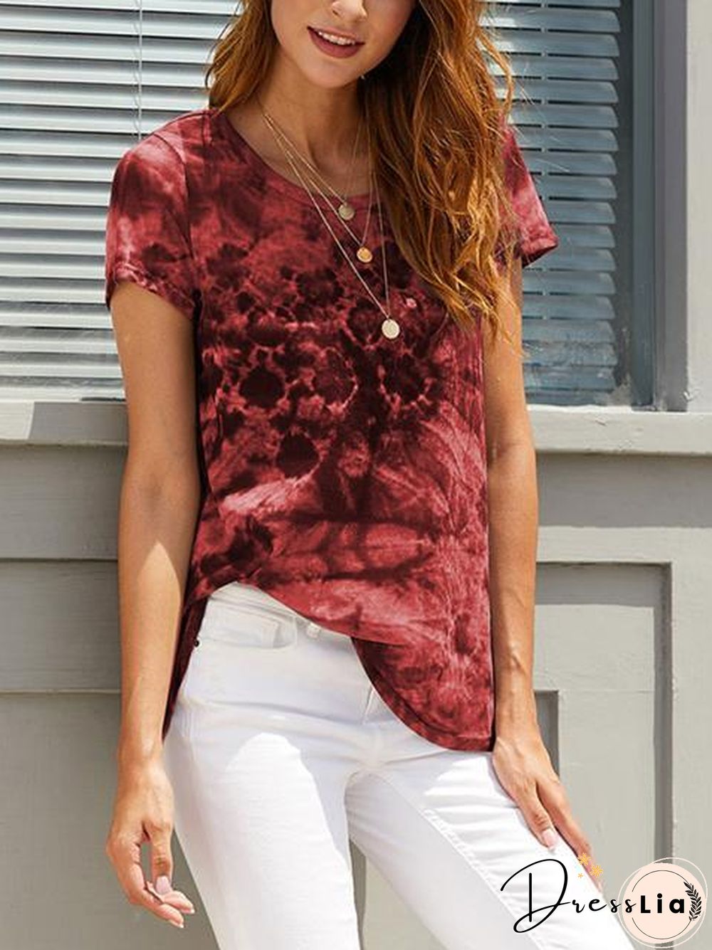 Short Sleeve Tie-Dye Print T-Shirt
