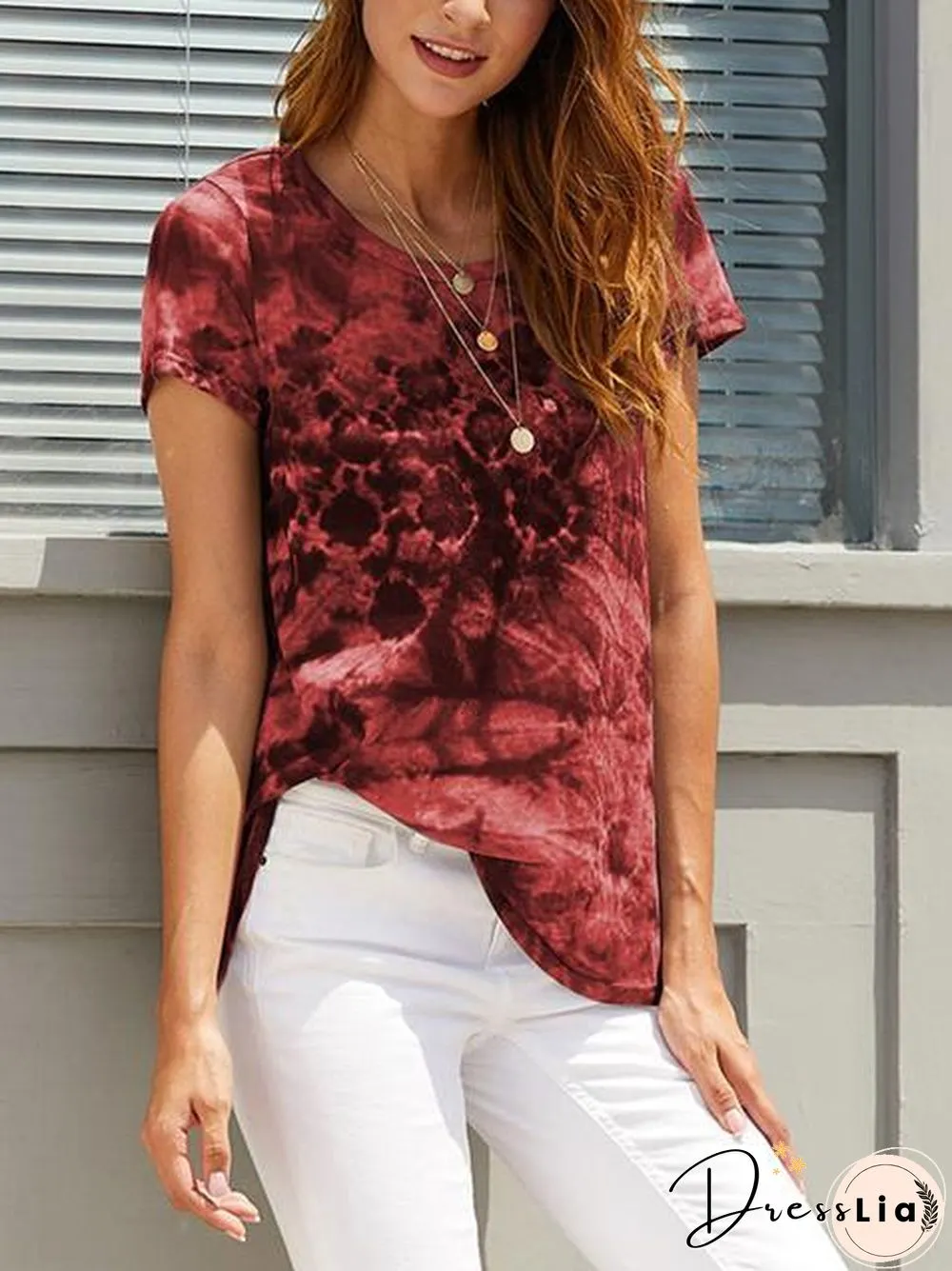 Short Sleeve Tie-Dye Print T-Shirt