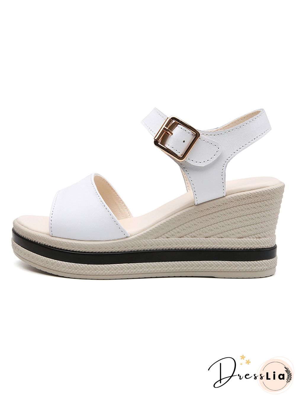 Cowhide Woven Sole Platform Wedge Resort Sandals