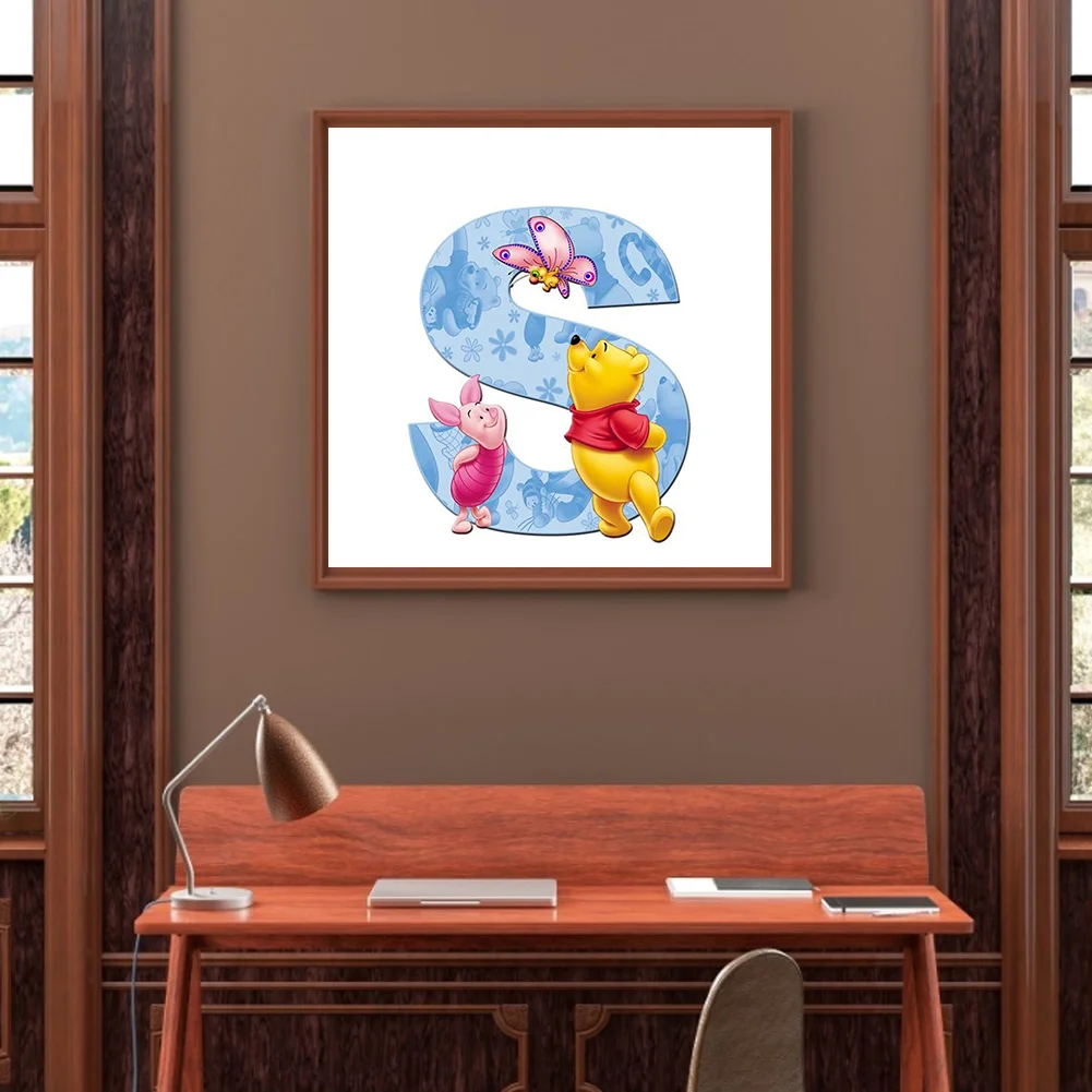 Full Round Diamond Painting 30*30cm - Letter S Winnie The Pooh