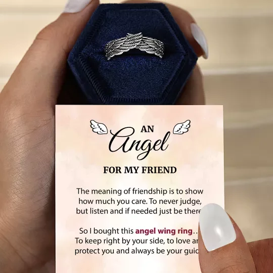 Personalized Angel Wings Ring Memorial Gift "An Angel for My Friend"