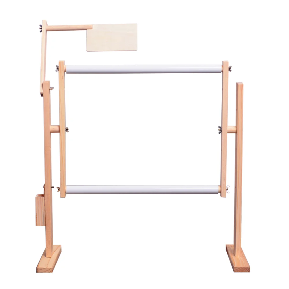 Soporte de piso de bordado de mesa con marco de punto de cruz de madera ajustable (a)