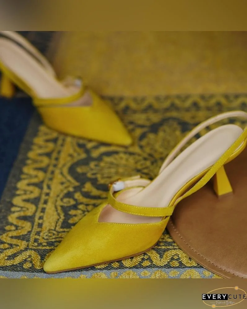 Pointed Toe Slingback Suede Pyramid Heels