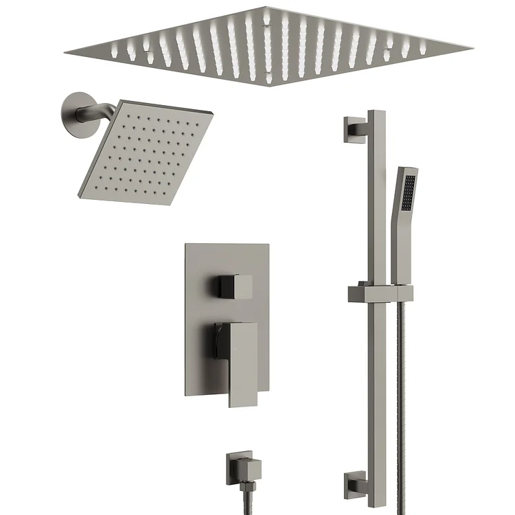 EVERSTEIN 3-Spray Rain LED Shower System in Brushed Nickel, 12"