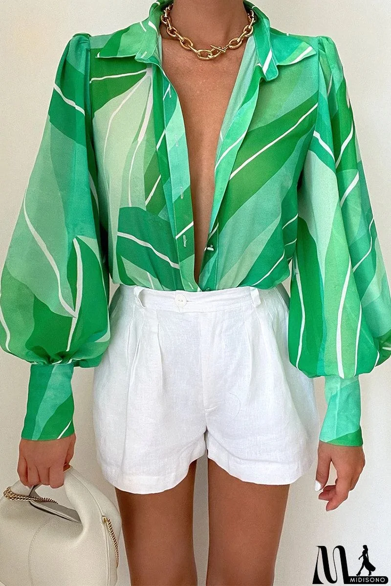 MidiSono - Elegant Floral Patchwork Turndown Collar Tops