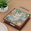 Wooden DIY White Cat Diamond Painting Kit Note Box with 160 Papers for Office