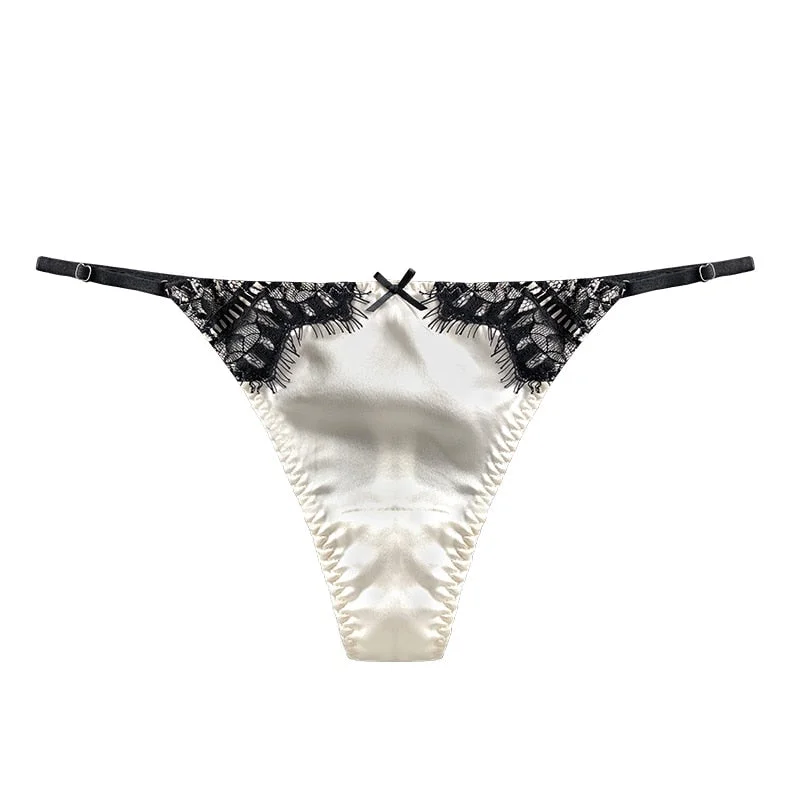 Luxury Satin Panties Women Erotic Lingerie Sexy Silk Thong Low Waist T-back g-strings Thongs Young Lovely Girl Briefs Underwear