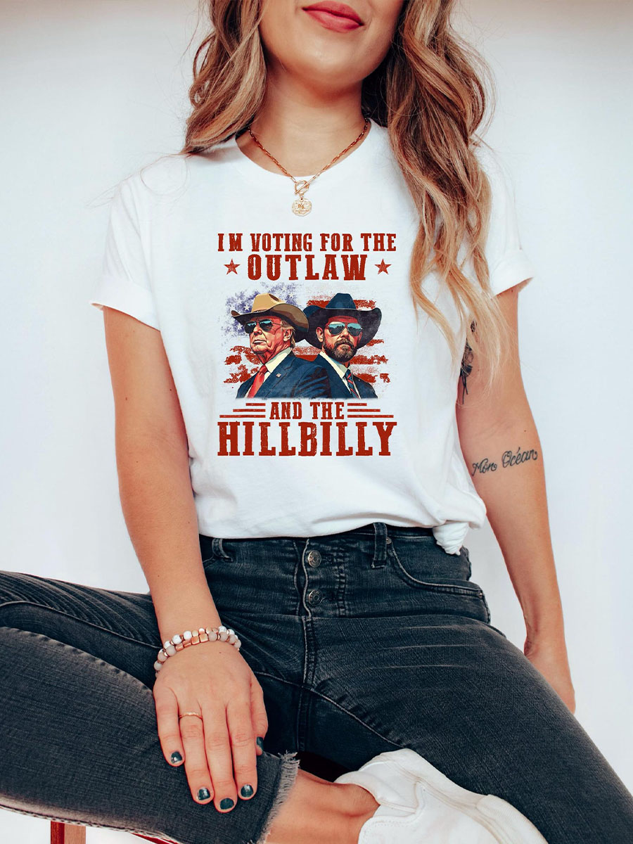 Monroewheels Trump I'm Voting for the Outlaw and Hillbilly Trump Vance Shirt Ridin With the Outlaw T Shirt Trump Tops Womam Donald Sweatshirt