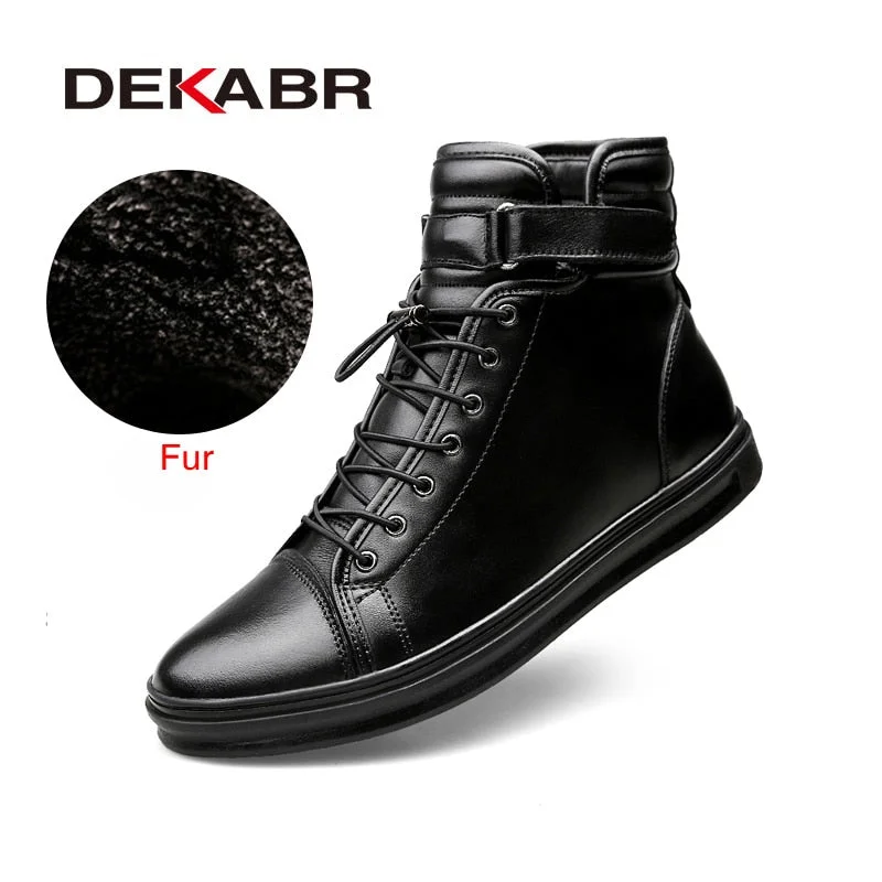 DEKABR Brand Winter Warm Men Snow Boots High Top Fur Men's Boots Fashion Autumn Men Boots Casual Male Classic Shoes Size 38-48