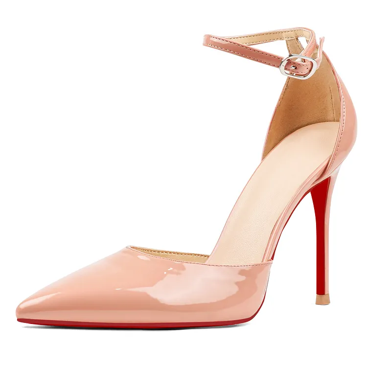 100mm Women&rsquo;s High Heels Ankle Pointed Toe Strappy Stiletto Dress Wedding Prom Pumps Red Bottom Shoes Vocosi VOCOSI