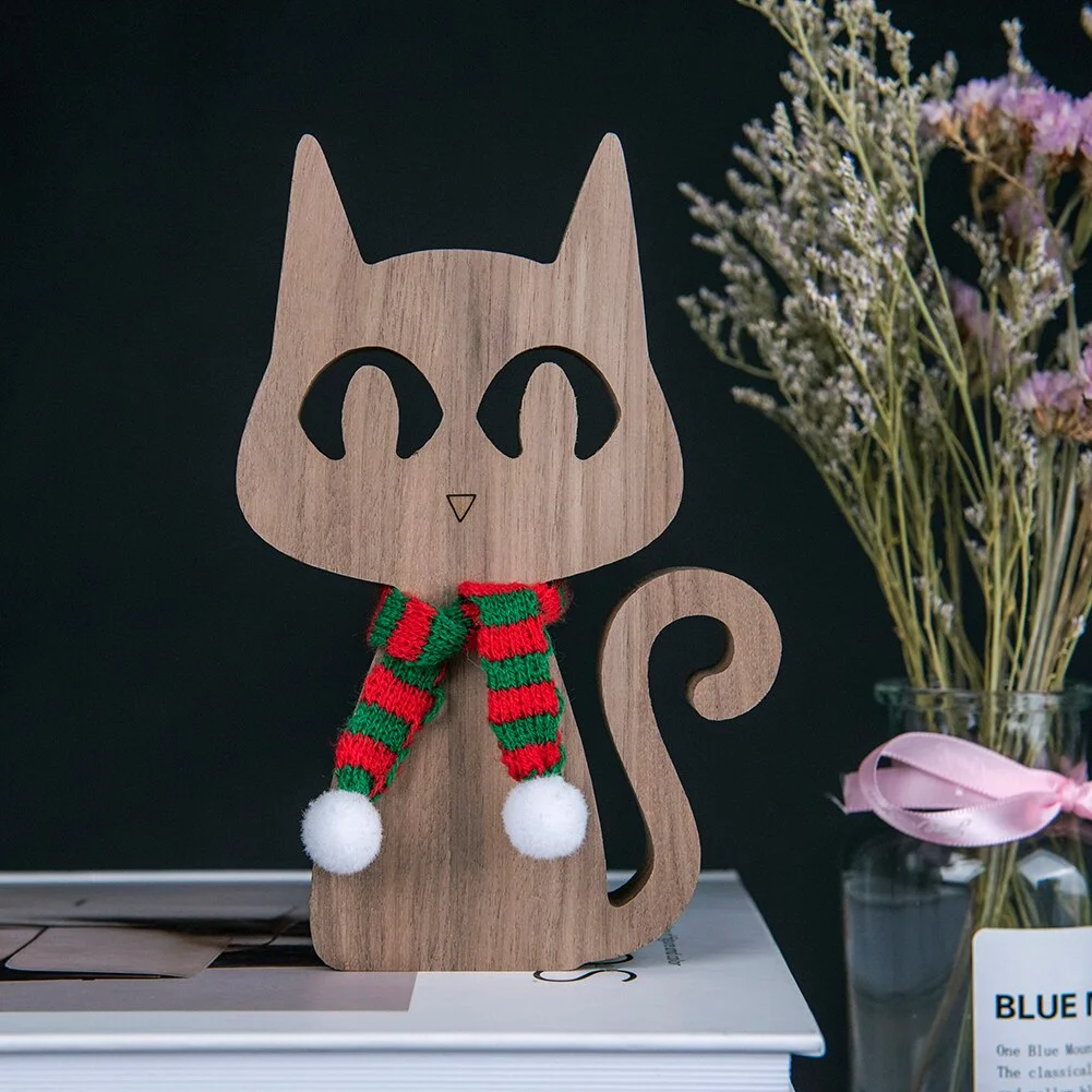 Wooden Dog Christmas Ornaments For Home Decor Craft Figurine New Year's Decor Creative Home Decoration Lovely Gift