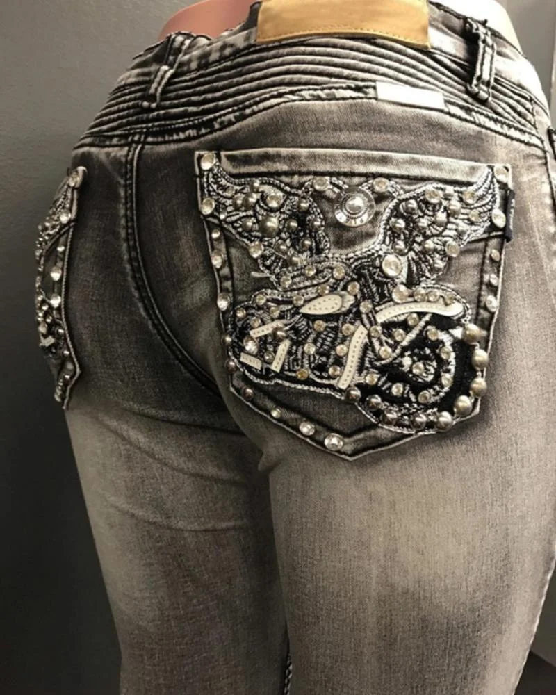 Womens Vintage Stretch Denim Trousers