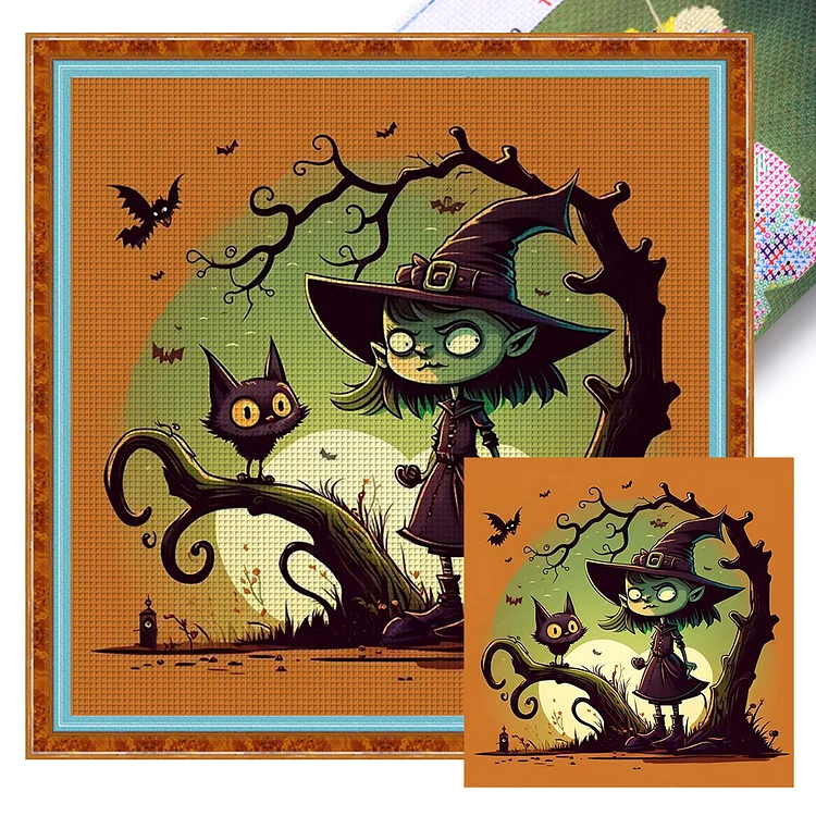 Halloween Witch (50*50cm) 11CT Stamped Cross Stitch gbfke