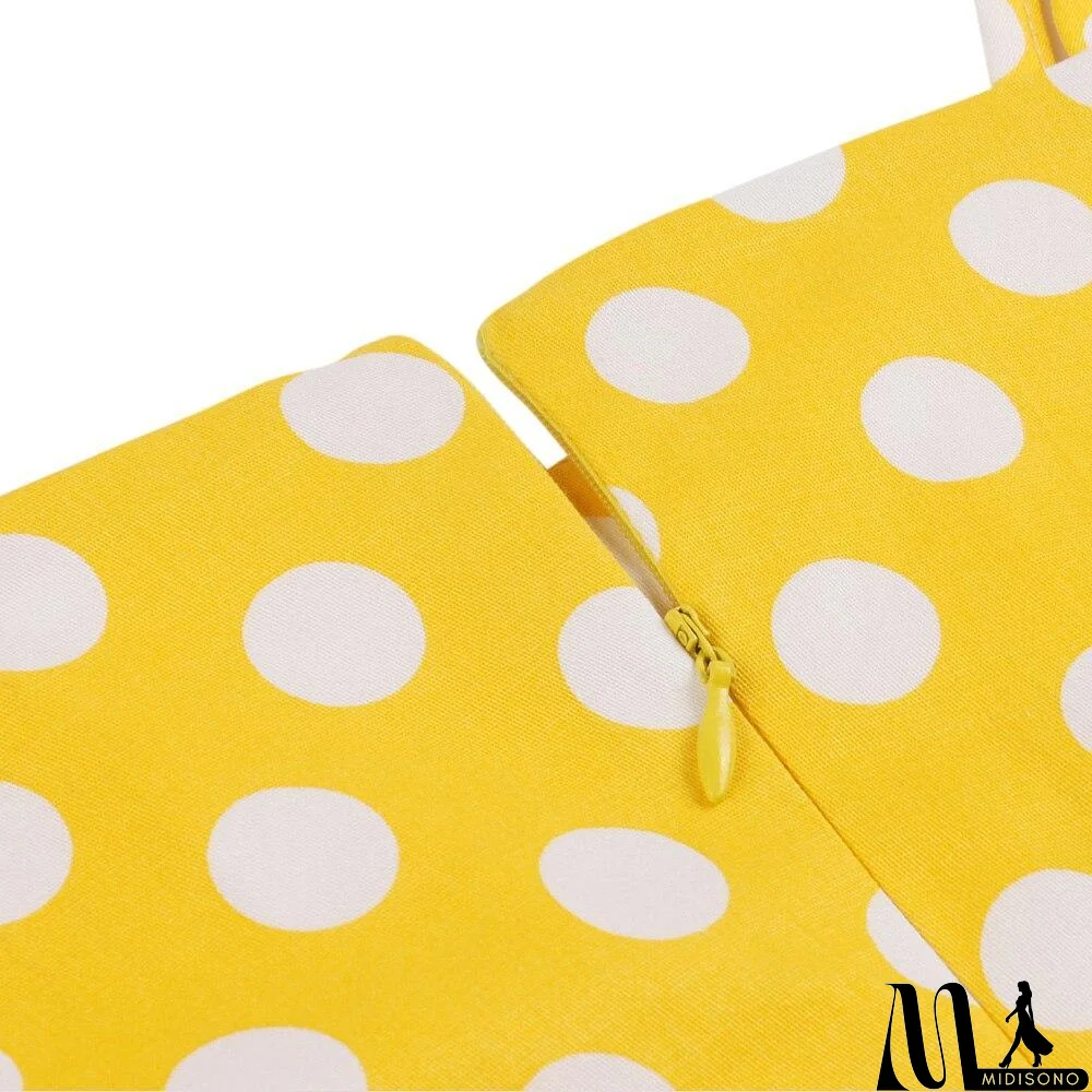 MidiSono - Dot Print Vrouwen Zomer Party Dress Hoge Taille Vintage A-lijn jurk