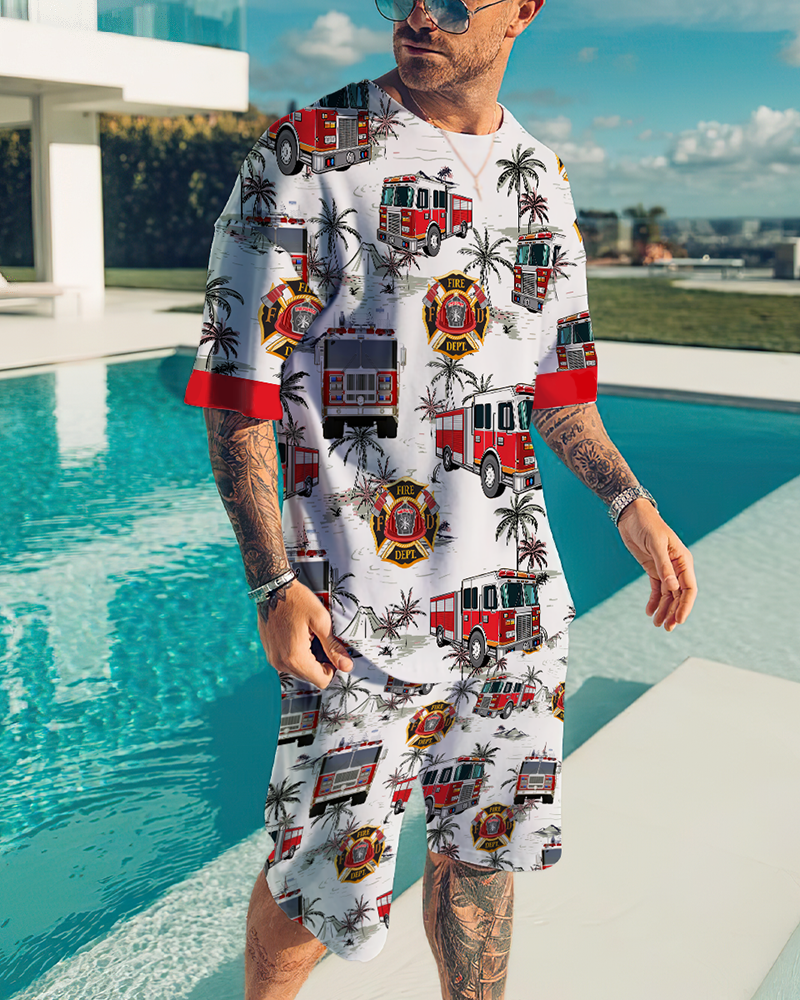 men's full-width printing casual sports suit