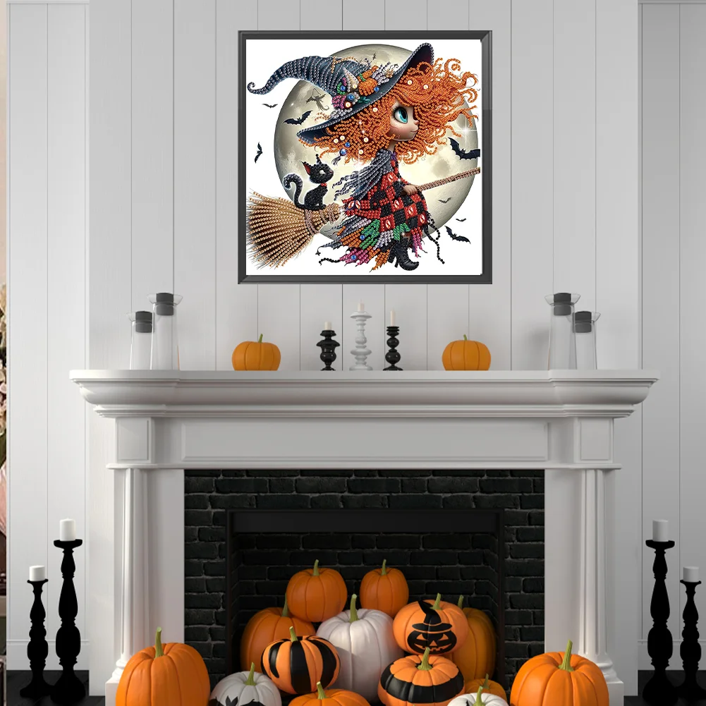 Diamond Painting - Partial Special Shaped Drill - Halloween Witch(Canvas|30*30cm)