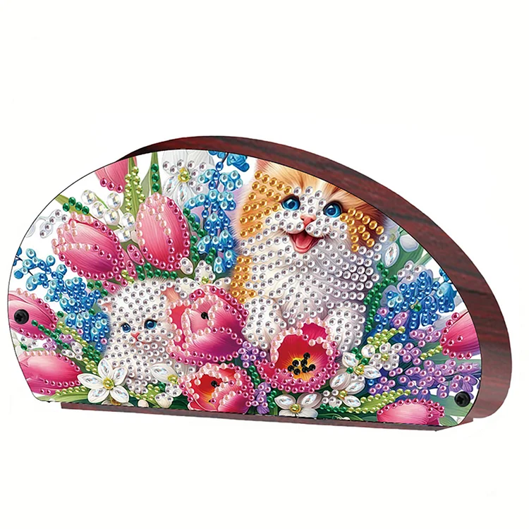 Wood Cat Flower Diamond Painting Storage Rack Diamond Art Sundries Container
