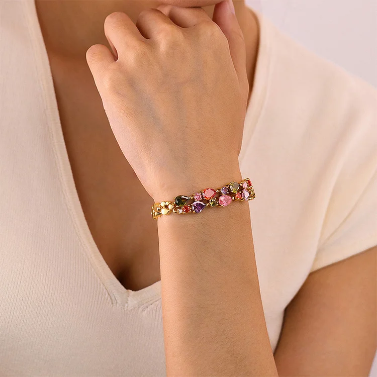 Design sense color diamond gold bracelet