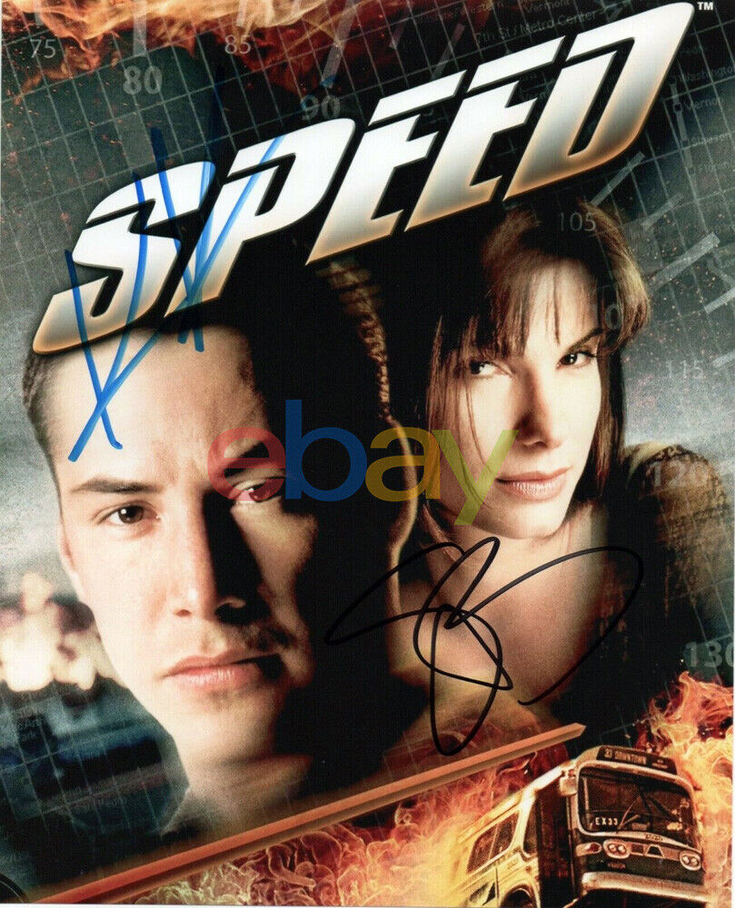 Keanu Reeves & Sandra Bullock signed 8 x 10 Photo Poster painting Reprint