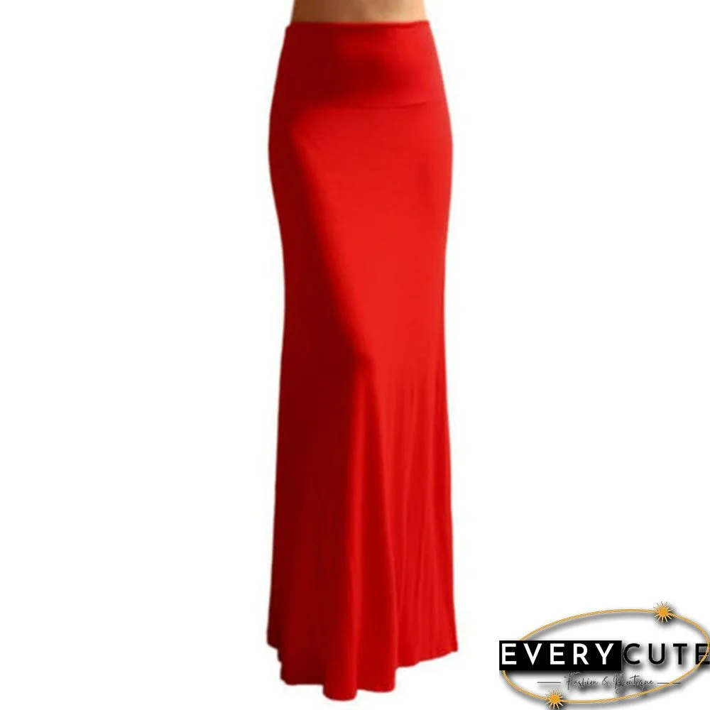 Women Summer Stretchy High Waist Skirt Bodycon Long Maxi Beach Skirt Casual
