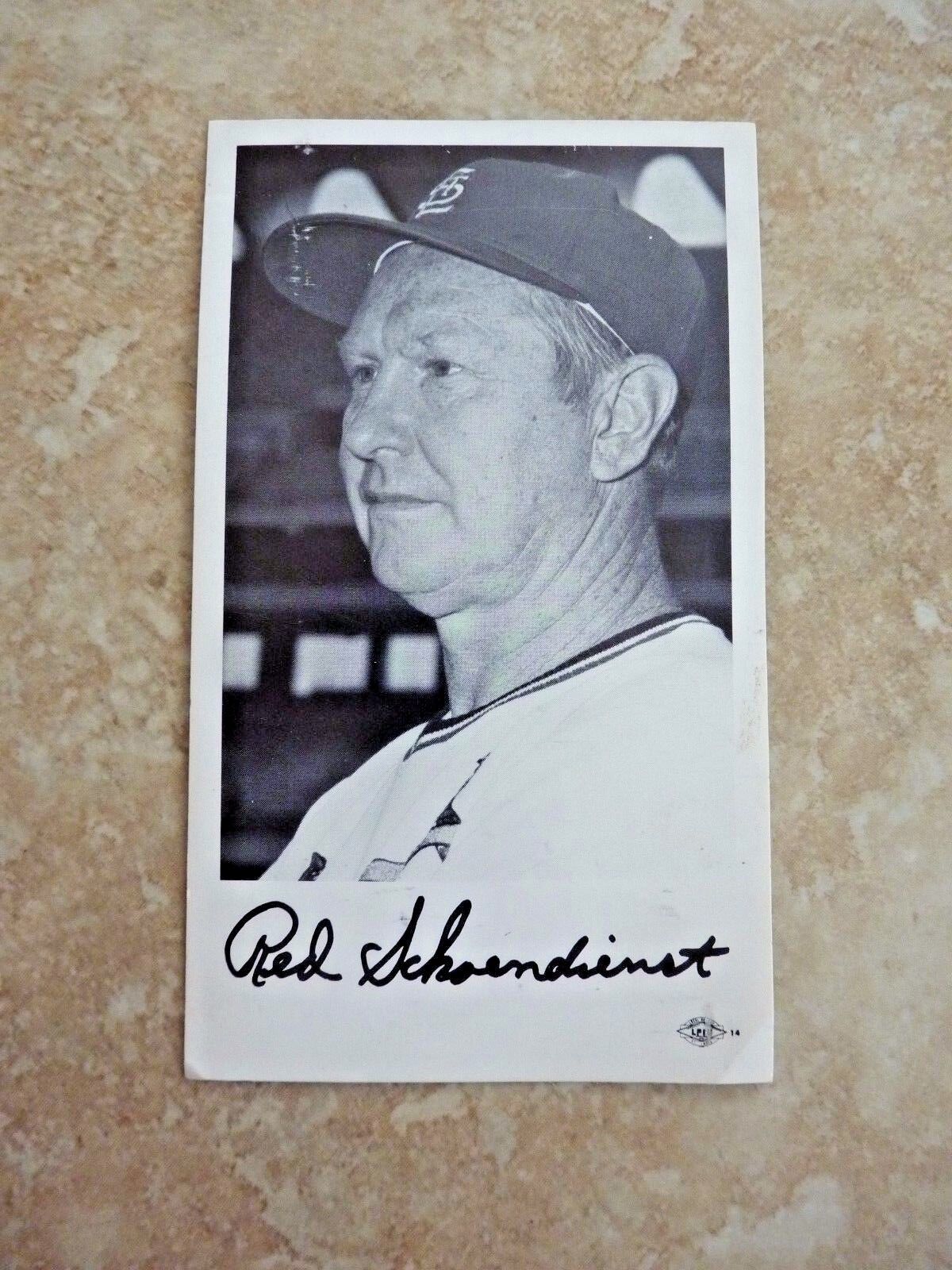 Red Schoendienst Cardinals Baseball MLB B&W 3.25x5.25 Photo Poster painting Card