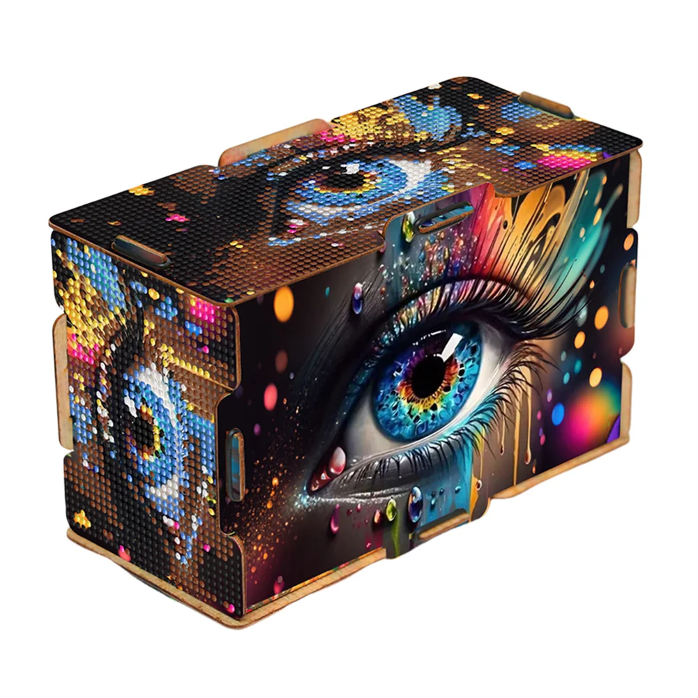 Colored Eyes Diamond Painting Tissue Box Wooden Diamond Art Tissue Storage Box