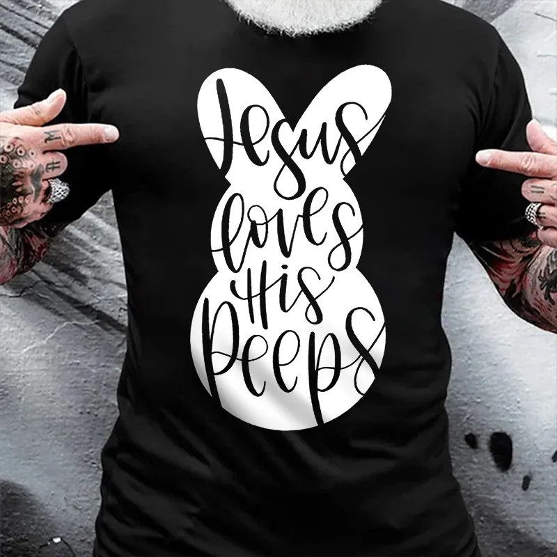 Jesus Loves His Peeps Printed Men's T-shirt
