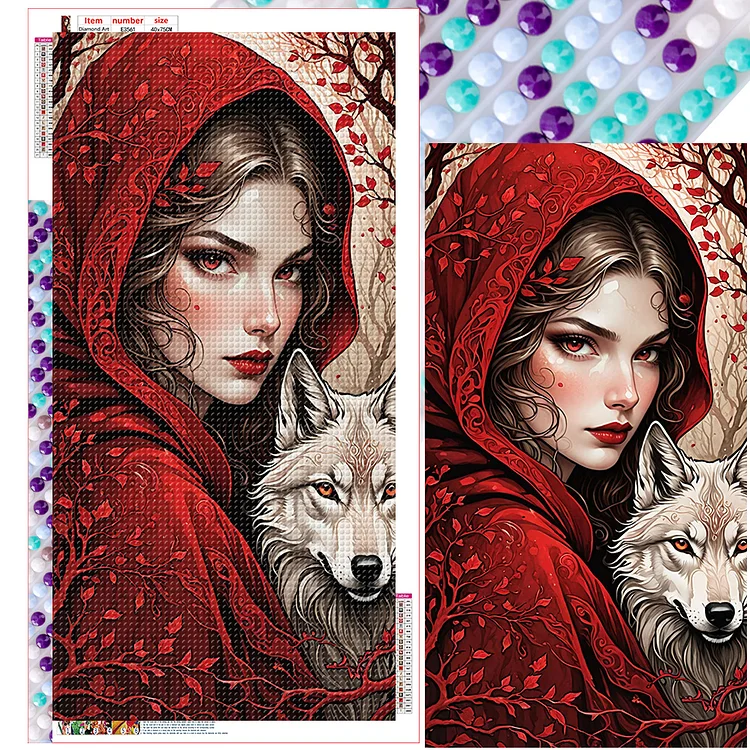 Fantasy Retro Girl And Wolf 40*75CM (Canvas) Full Round Drill Diamond Painting gbfke