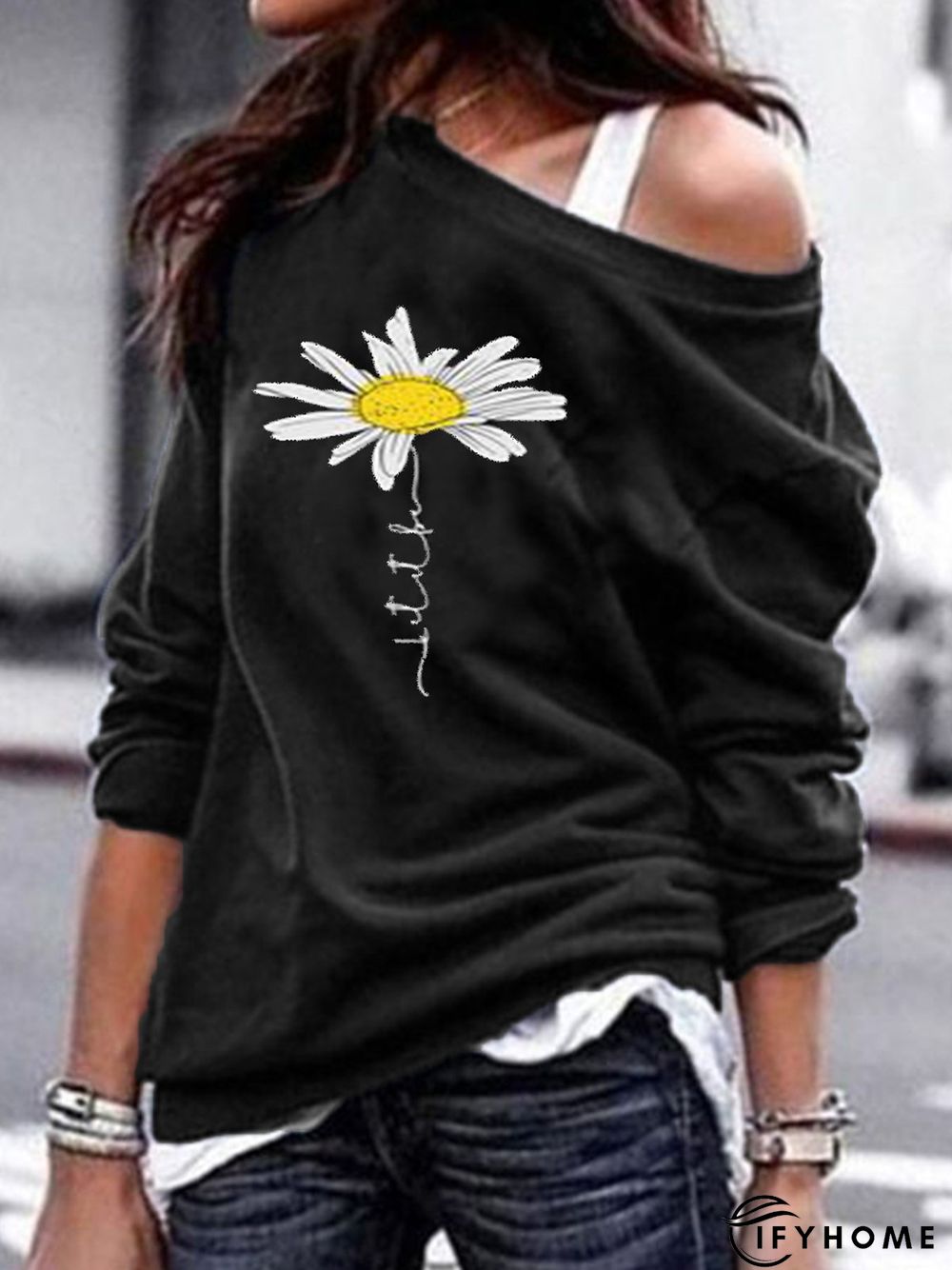 Cotton-Blend Long Sleeve Printed Hoodies & Sweatshirt | IFYHOME