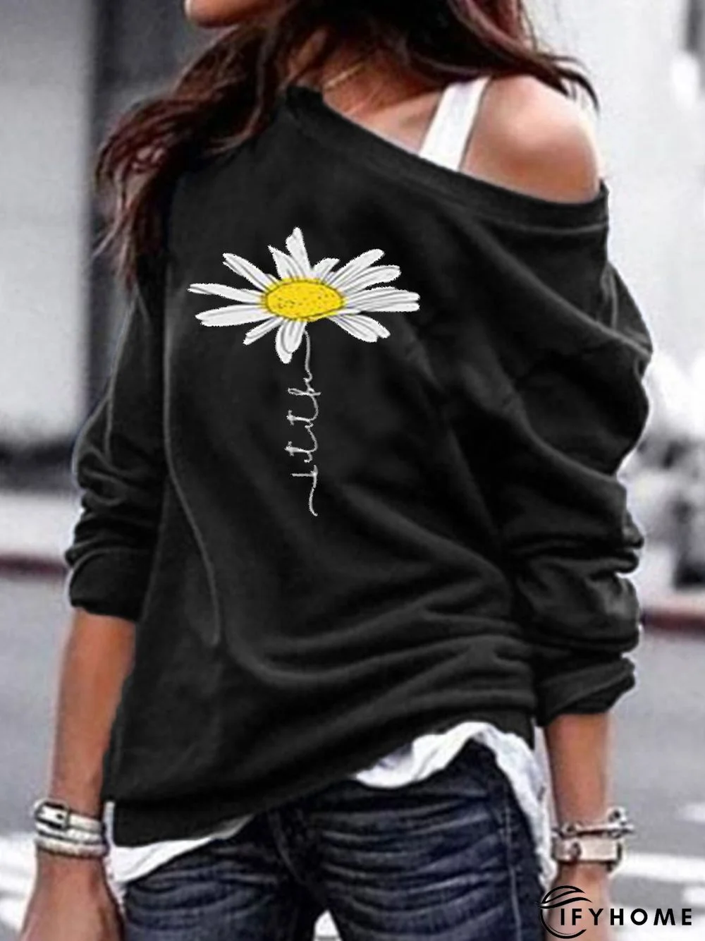 Cotton-Blend Long Sleeve Printed Hoodies & Sweatshirt | IFYHOME