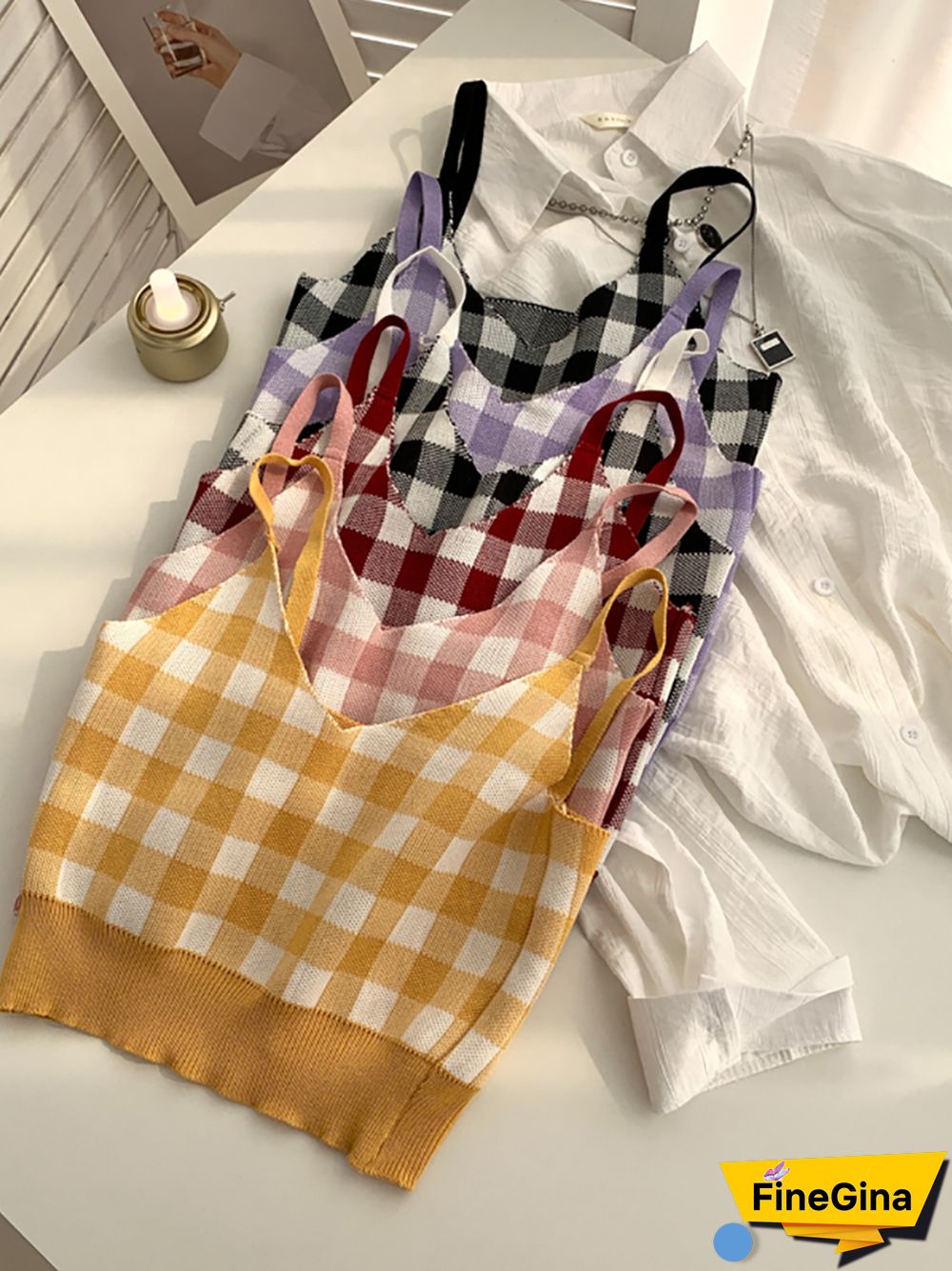 Heliar Women Plaid Crop Top And Mini Skirts Outfits Cute Skirt Sets For Women Tank Tops Two Piece Sets Beach Women Summer
