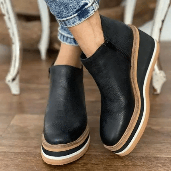 Solid color wedge ankle boots for women