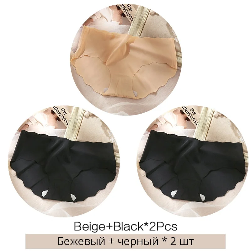 FINETOO M-XL Seamless Underwear Low Waist Solid Color Panties Women Rippled Underpants Girls Briefs Smooth Panty Female Lingerie