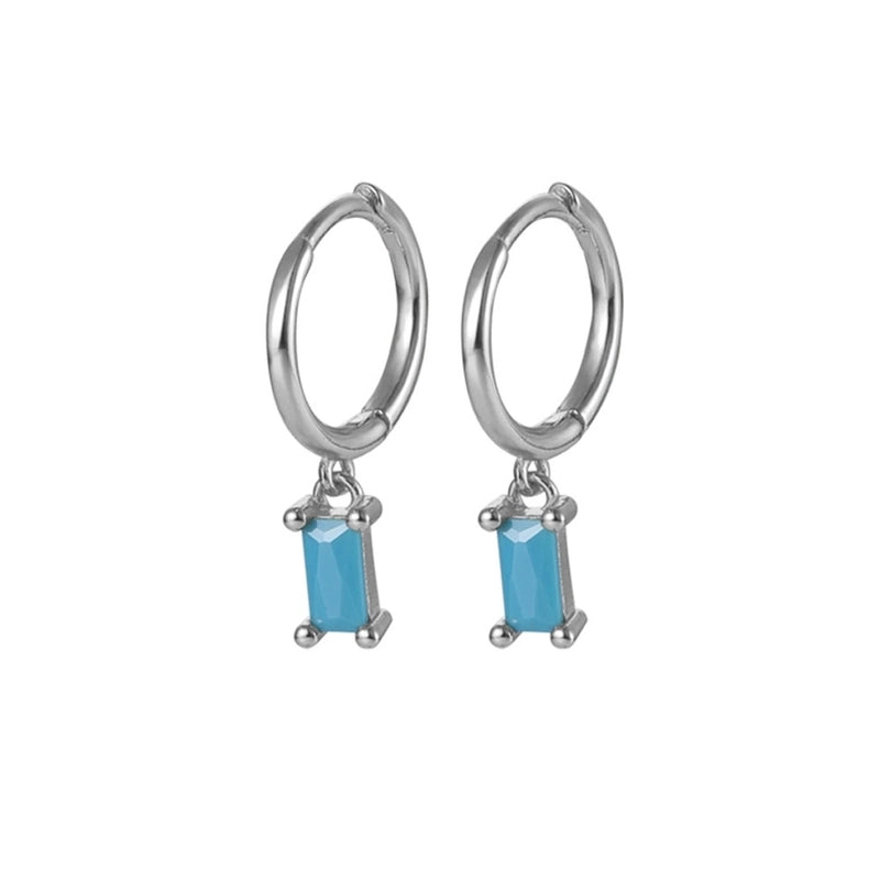 1 Pair White Gold Plated Gold Plated 925 Sterling Silver Zircon Geometric Drop Earrings
