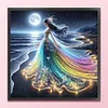 Girls With Fluorescent Lights On The Beach - 18CT Counted Cross Stitch - 35*35cm