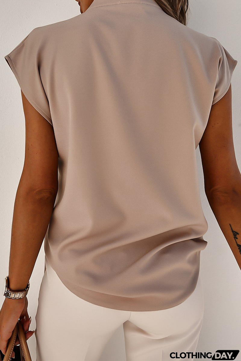 Casual Solid Split Joint V Neck T-Shirts(3 Colors)