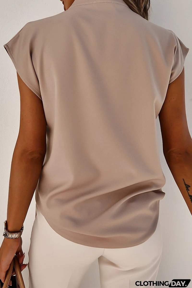 Casual Solid Split Joint V Neck T-Shirts(3 Colors)